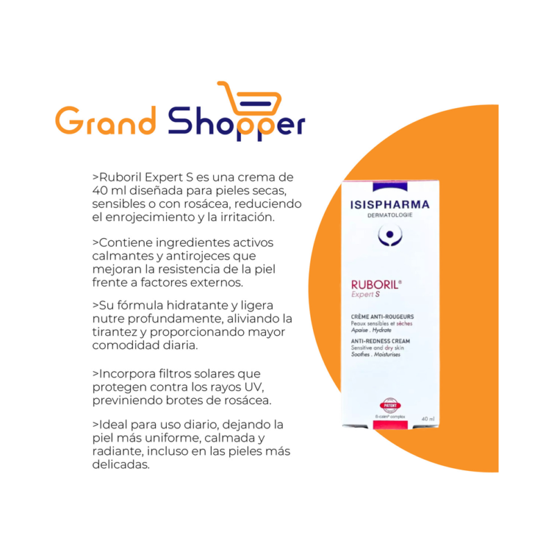 Ruboril Expert S crema 40 ml: calma rojeces en piel seca, sensible o con rosácea