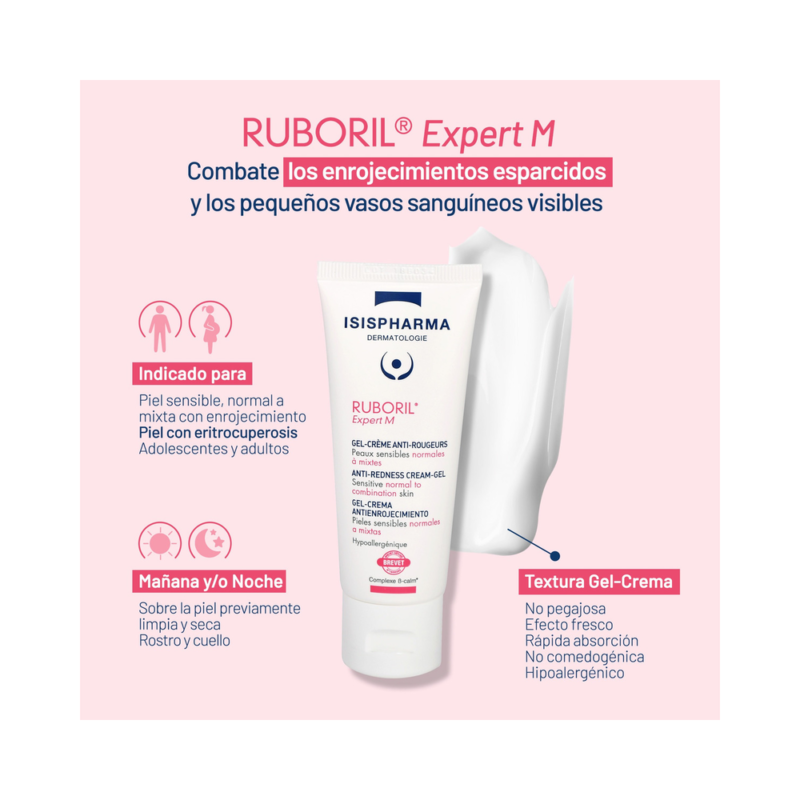 Isispharma Ruboril Expert M 40ml Gel-crema Momento de aplicación Día/Noche Tipo de piel Mixta
