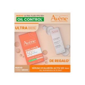 3207 Avene Kit Ultra Fluid Oil Control Con Color Tono Medio FPS50+ 50ml + Sérum Hyaluron Active 10ml
